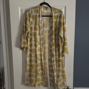Floral Kimono Cardigan in Yellow and White